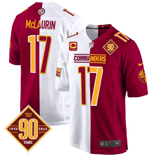 Washington Commanders 90th Anniversary Patch Game Jersey – All Stitched – Half – Terry McLaurin Jersey