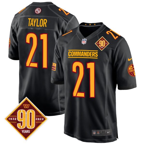 Washington Commanders 90th Anniversary Patch Game Jersey – All Stitched – Black – Sean Taylor Jersey
