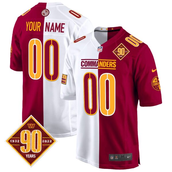 Washington Commanders 90th Anniversary Patch Game Custom Jersey – All Stitched – Half Jersey