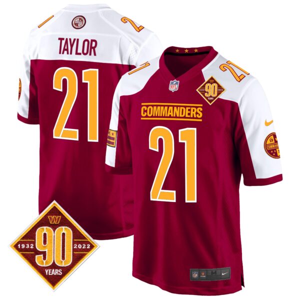 Washington Commanders 90th Anniversary Patch Game Jersey – All Stitched – Burgundy Alternate – Sean Taylor Jersey
