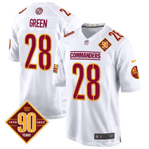 Washington Commanders 90th Anniversary Patch Game Jersey – All Stitched – White – Darrell Green Jersey