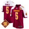 Washington Commanders 90th Anniversary Patch Game Jersey – All Stitched – Burgundy Alternate – Jayden Daniels Jersey