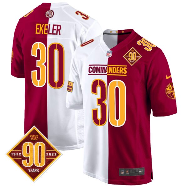 Washington Commanders 90th Anniversary Patch Game Jersey – All Stitched – Half – Austin Ekeler Jersey