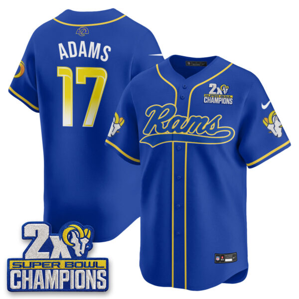 Los Angeles Rams Davante Adams 2X Champs Rivalries Vapor Baseball Jersey - All Stitched - Royal