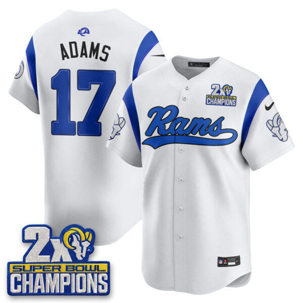 Los Angeles Rams Davante Adams 2X Champs Rivalries Vapor Baseball Jersey - All Stitched - White