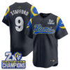 Los Angeles Rams Matthew Stafford 2X Champs Rivalries Vapor Baseball Jersey - All Stitched - Navy