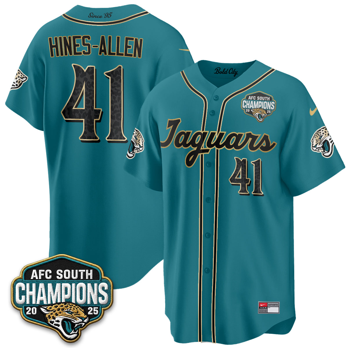 Jacksonville Jaguars Josh Hines-Allen 2026 Rivalries Vapor Baseball Jersey - All Stitched - Teal