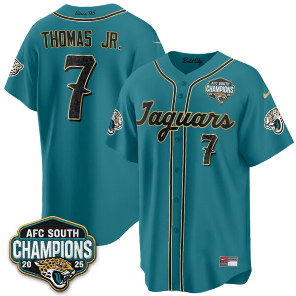Jacksonville Jaguars Brian Thomas Jr. 2026 Rivalries Vapor Baseball Jersey - All Stitched - Teal