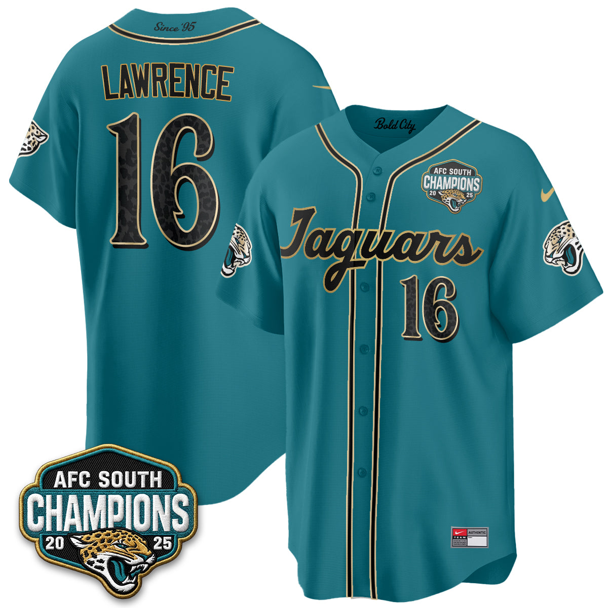 Jacksonville Jaguars Trevor Lawrence 2026 Rivalries Vapor Baseball Jersey - All Stitched - Teal