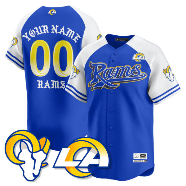 Los Angeles Rams Born Raised Baseball Jersey - All Stitched - Alternate