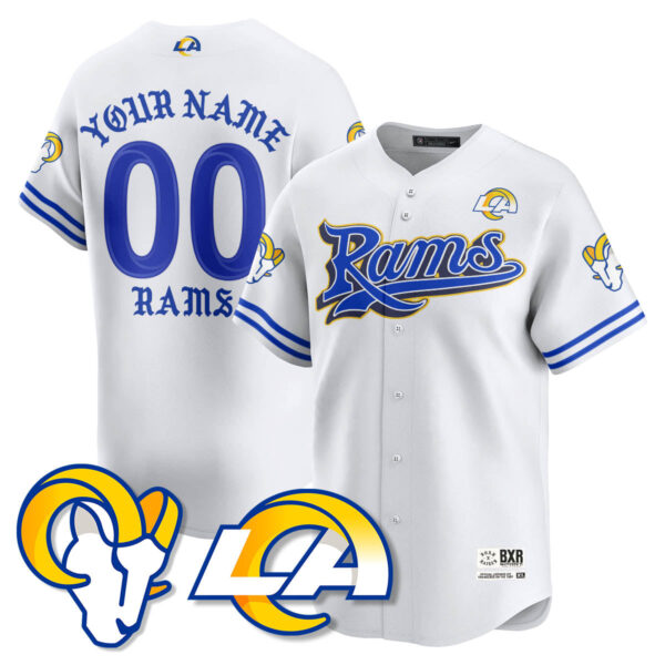 Los Angeles Rams Born Raised Baseball Jersey - All Stitched - White