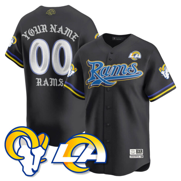 Los Angeles Rams Born Raised Baseball Jersey - All Stitched - Black