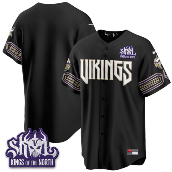 Minnesota Vikings Team 2026 Rivalries Edition Vapor Baseball Jersey - All Stitched - Black