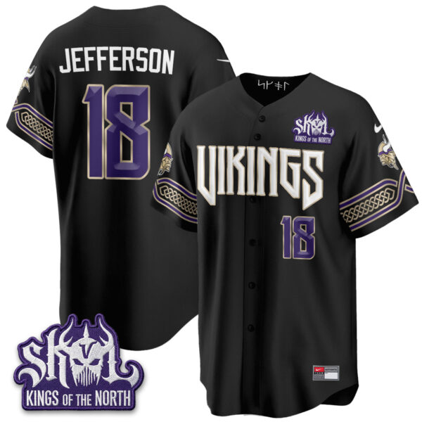 Minnesota Vikings Justin Jefferson 2026 Rivalries Edition Vapor Baseball Jersey - All Stitched - Black