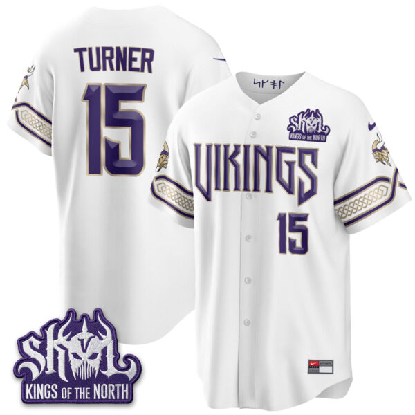 Minnesota Vikings Dallas Turner 2026 Rivalries Edition Vapor Baseball Jersey - All Stitched - White