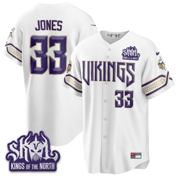 Minnesota Vikings Aaron Jones 2026 Rivalries Edition Vapor Baseball Jersey - All Stitched - White