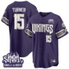 Minnesota Vikings Dallas Turner 2026 Rivalries Edition Vapor Baseball Jersey - All Stitched - Purple