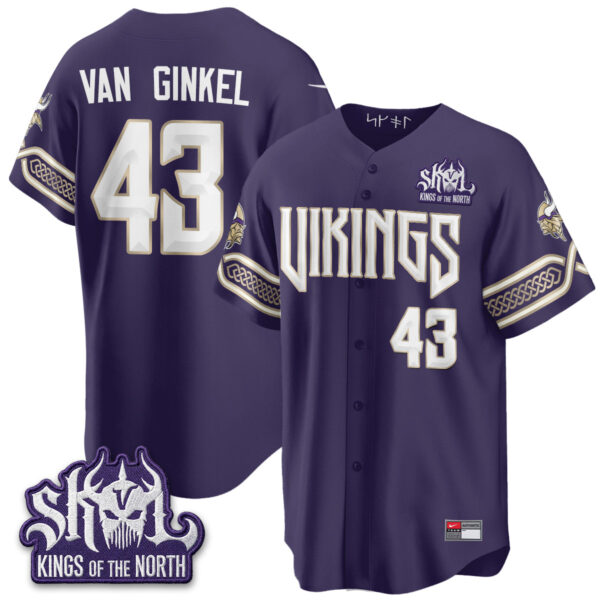 Minnesota Vikings Andrew Van Ginkel 2026 Rivalries Edition Vapor Baseball Jersey - All Stitched - Purple