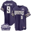 Minnesota Vikings J.J. McCarthy 2026 Rivalries Edition Vapor Baseball Jersey - All Stitched - Purple