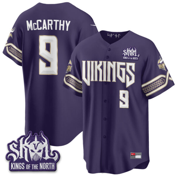 Minnesota Vikings J.J. McCarthy 2026 Rivalries Edition Vapor Baseball Jersey - All Stitched - Purple