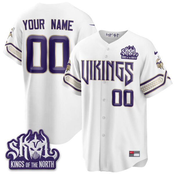 Minnesota Vikings 2026 Rivalries Edition Vapor Custom Baseball Jersey - All Stitched - White
