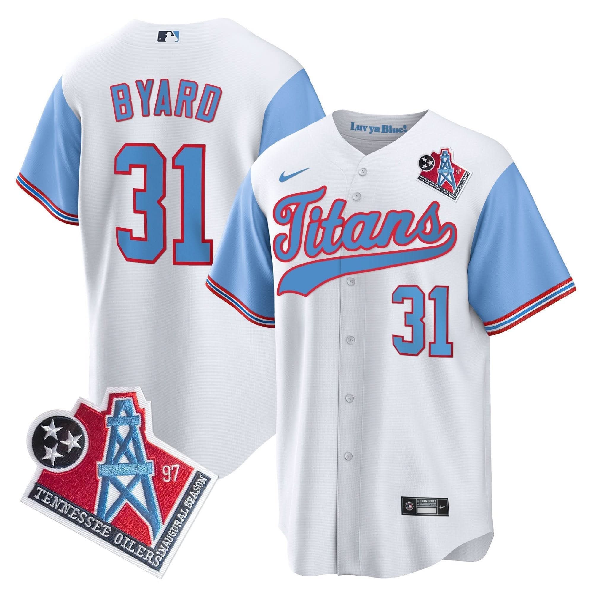 Tennessee Titans Kevin Byard 1997 Throwback Limited Cool Baseball Jersey - All Stitched - Blue Sleeves