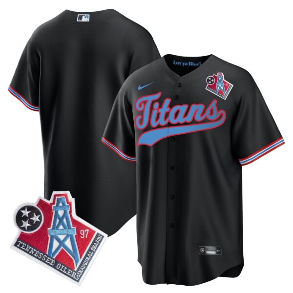 Tennessee Titans Team 1997 Throwback Limited Cool Baseball Jersey - All Stitched - Black