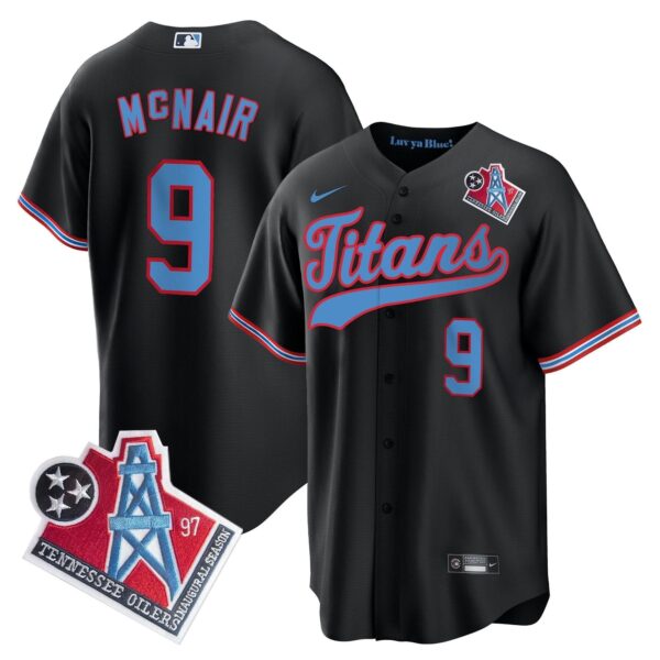 Tennessee Titans Steve Mcnair 1997 Throwback Limited Cool Baseball Jersey - All Stitched - Black