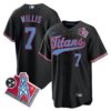 Tennessee Titans Malik Willis 1997 Throwback Limited Cool Baseball Jersey - All Stitched - Black