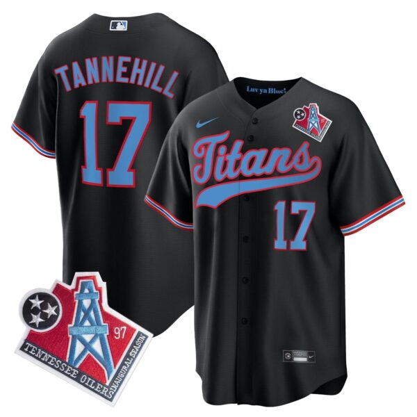 Tennessee Titans Ryan Tannehill 1997 Throwback Limited Cool Baseball Jersey - All Stitched - Black