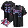 Tennessee Titans Derrick Henry 1997 Throwback Limited Cool Baseball Jersey - All Stitched - Black