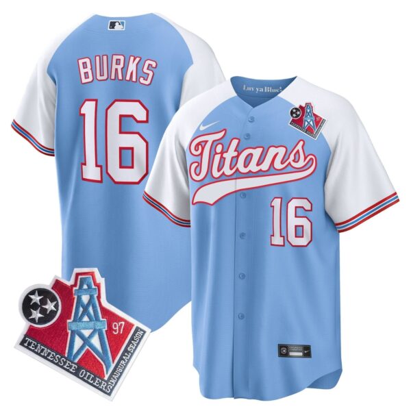 Tennessee Titans Treylon Burks 1997 Throwback Limited Cool Baseball Jersey - All Stitched - Alternate