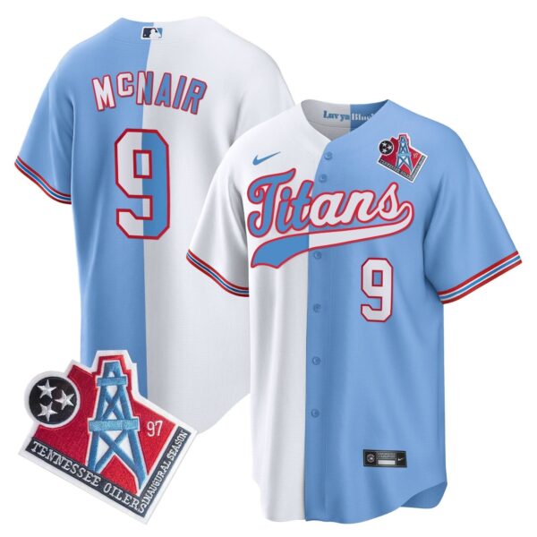 Tennessee Titans Steve Mcnair 1997 Throwback Limited Cool Baseball Jersey - All Stitched - Split