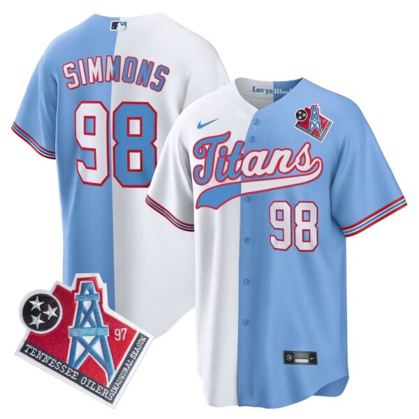 Tennessee Titans Jeffery Simmons 1997 Throwback Limited Cool Baseball Jersey - All Stitched - Split