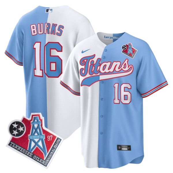 Tennessee Titans Treylon Burks 1997 Throwback Limited Cool Baseball Jersey - All Stitched - Split