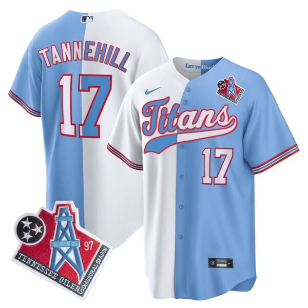 Tennessee Titans Ryan Tannehill 1997 Throwback Limited Cool Baseball Jersey - All Stitched - Split