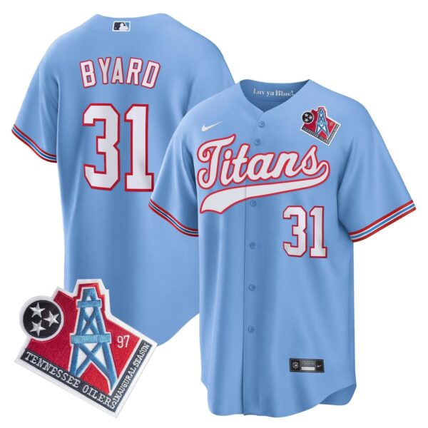Tennessee Titans Kevin Byard 1997 Throwback Limited Cool Baseball Jersey - All Stitched - Light Blue