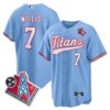 Tennessee Titans Malik Willis 1997 Throwback Limited Cool Baseball Jersey - All Stitched - Light Blue