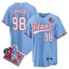 Tennessee Titans Jeffery Simmons 1997 Throwback Limited Cool Baseball Jersey - All Stitched - Light Blue