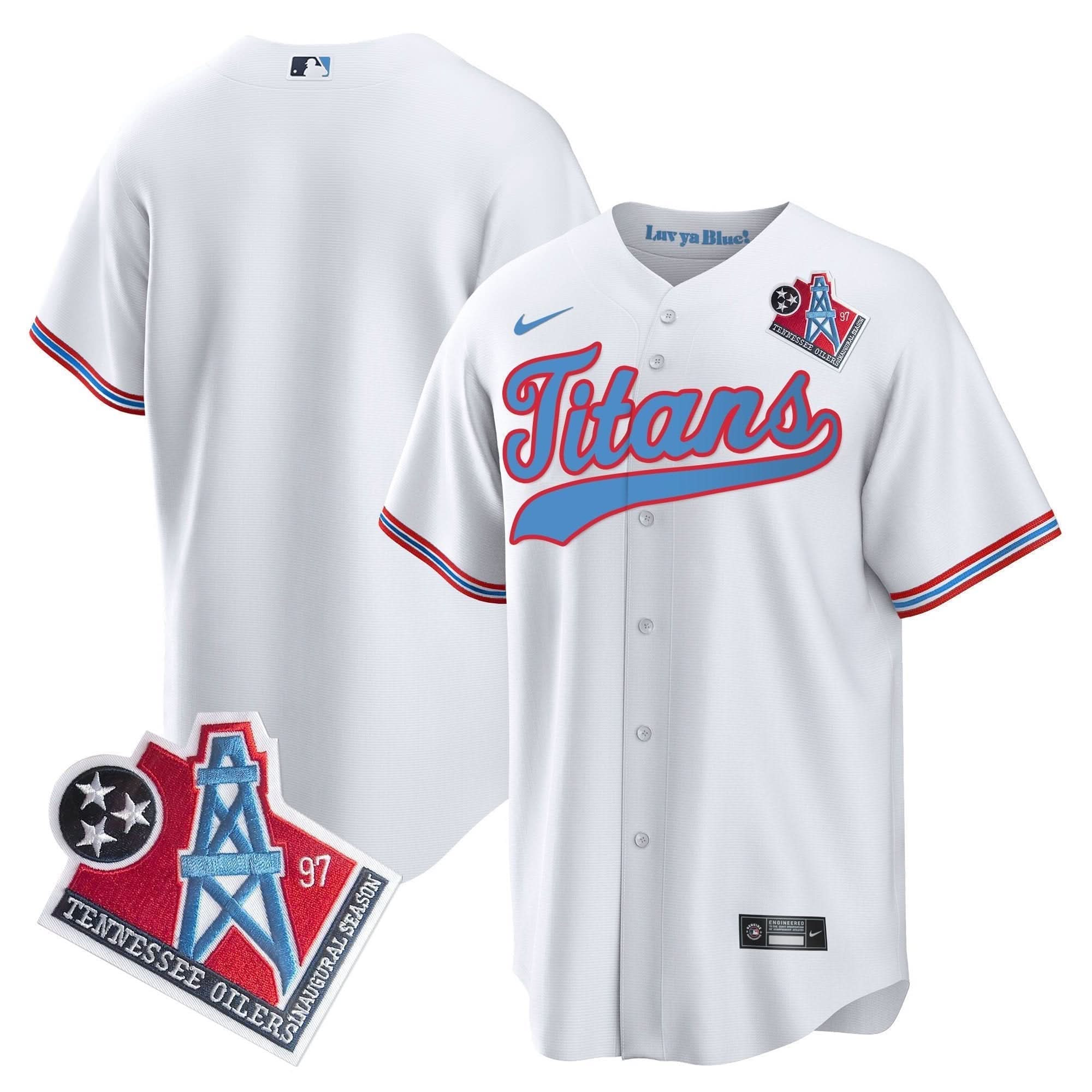 Tennessee Titans Team 1997 Throwback Limited Cool Baseball Jersey - All Stitched - White