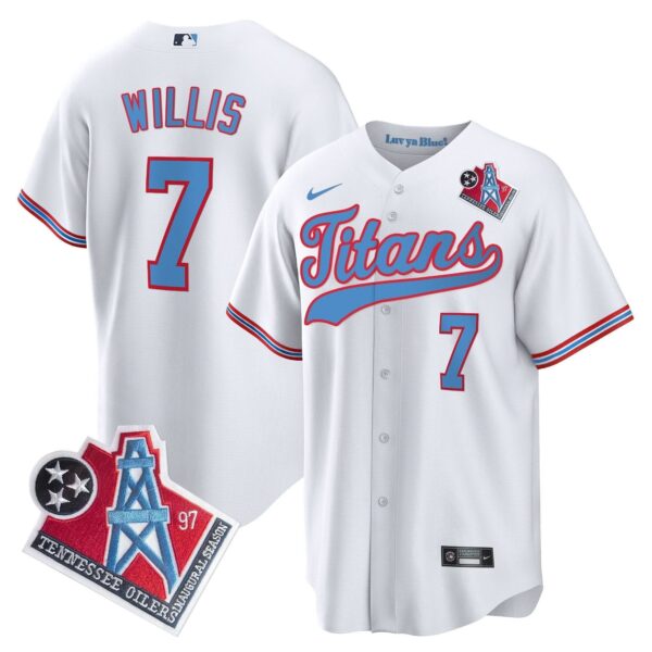 Tennessee Titans Malik Willis 1997 Throwback Limited Cool Baseball Jersey - All Stitched - White