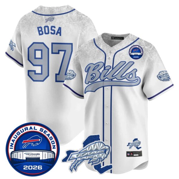 Buffalo Bills Joey Bosa 97 2026 Inaugural Season Patch Baseball Jersey - All Stitched - Rivalries