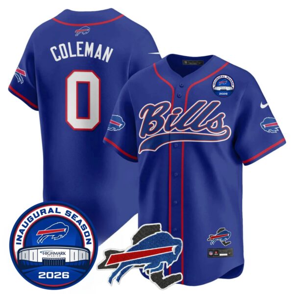 Buffalo Bills Keon Coleman 0 2026 Inaugural Season Patch Baseball Jersey - All Stitched - Royal