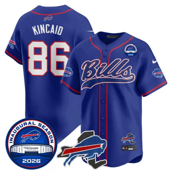 Buffalo Bills Dalton Kincaid 86 2026 Inaugural Season Patch Baseball Jersey - All Stitched - Royal