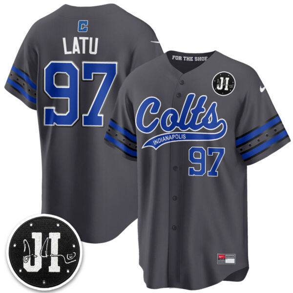 Indianapolis Colts Laiatu Latu 2026 Rivalries Vapor Baseball Jersey - All Stitched - Anthracite