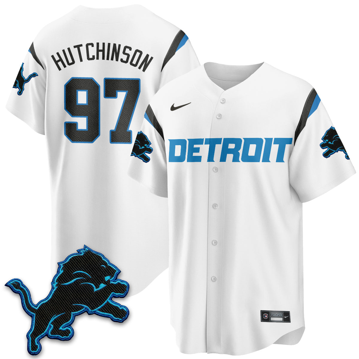 Detroit Lions Aidan Hutchinson 2026 Rivalries Vapor Baseball Jersey - All Stitched - White