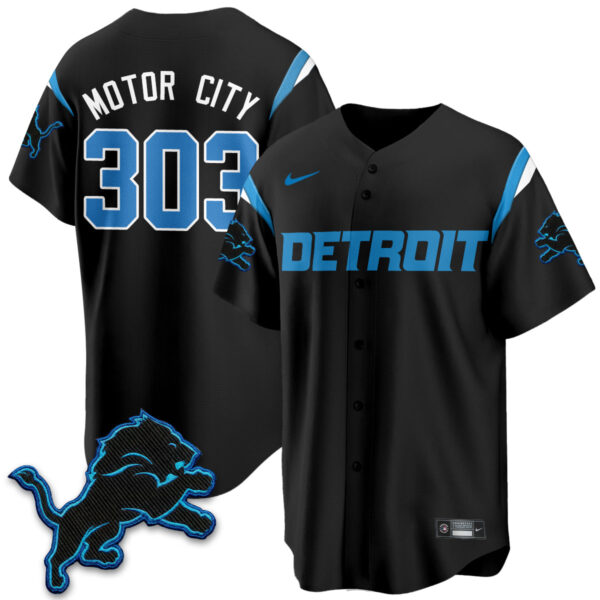 Detroit Lions Motor City 2026 Rivalries Vapor Baseball Jersey - All Stitched - Black