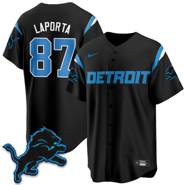 Detroit Lions Sam LaPorta 2026 Rivalries Vapor Baseball Jersey - All Stitched - Black