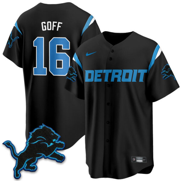 Detroit Lions Jared Goff 2026 Rivalries Vapor Baseball Jersey - All Stitched - Black