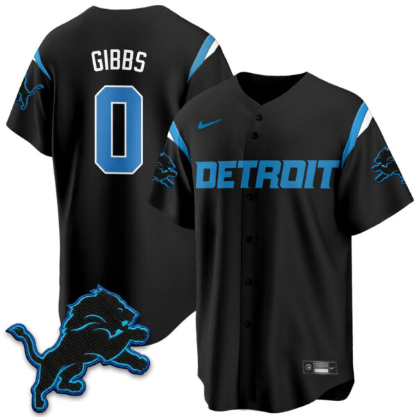 Detroit Lions Jahmyr Gibbs 2026 Rivalries Vapor Baseball Jersey - All Stitched - Black